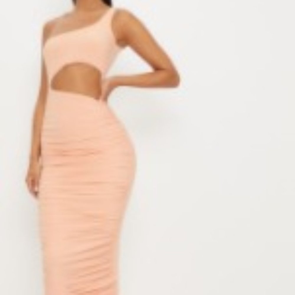 PLT Tangerine One Shoulder Cutout Midaxi Dress